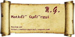 Matkó Györgyi névjegykártya